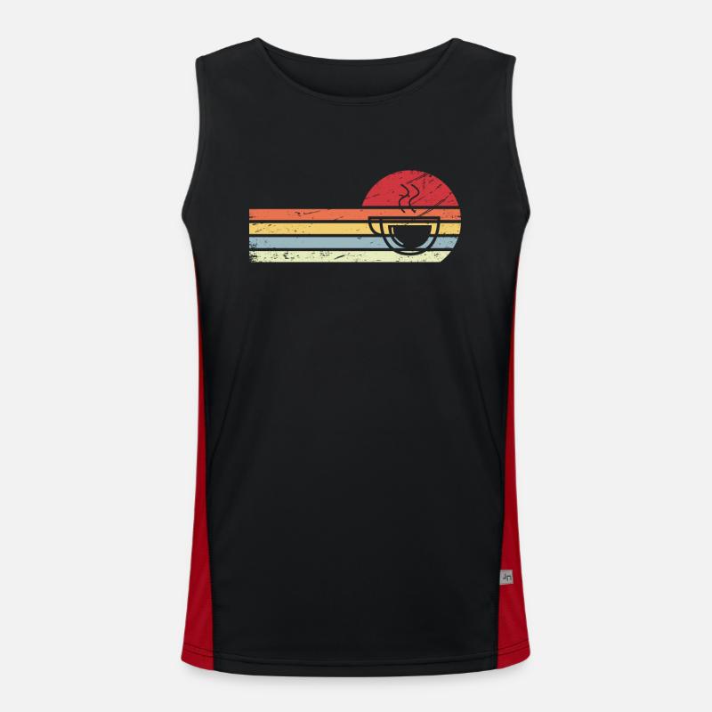 Sonne und Retro-Linien - Kaffee - Funktionelles Kontrast-Tank Top für Männer 