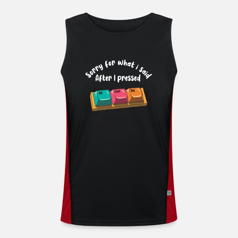 Funny Computer Nerd Gift - Men's Functional Contrast Tank Top - black/red