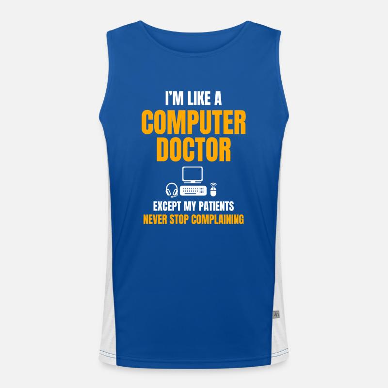 Funny IT Support Design Computer Doctor Men's Functional Contrast Tank Top 