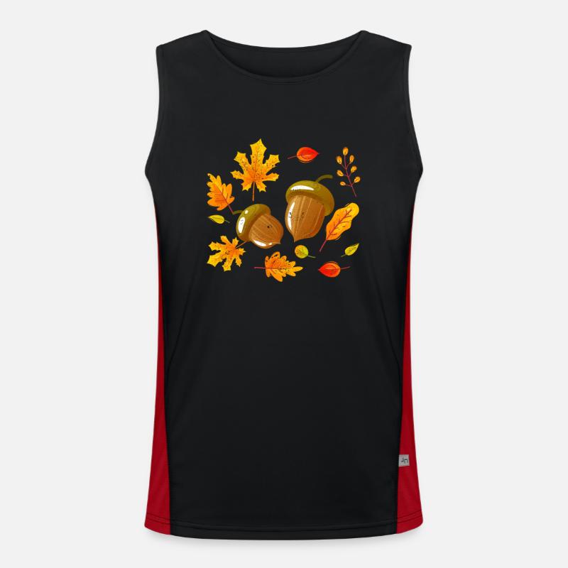Herbstblätter Eicheln Herbst Eichhörnchen Ernte Funktionelles Kontrast-Tank Top für Männer 