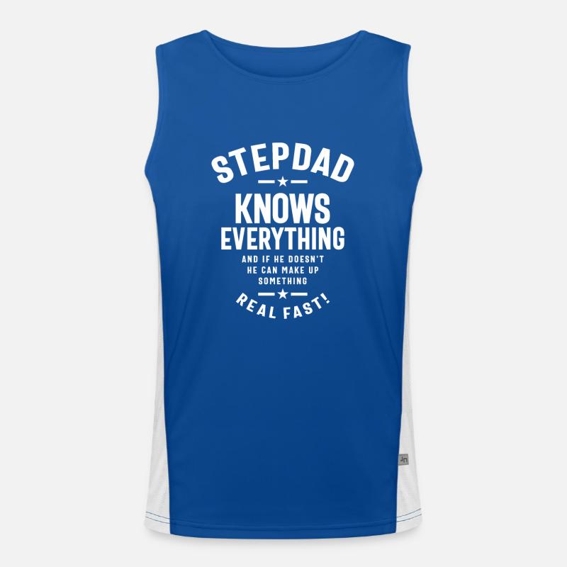 Step Dad The Master of Knowledge & Quick Thinking Men's Functional Contrast Tank Top 