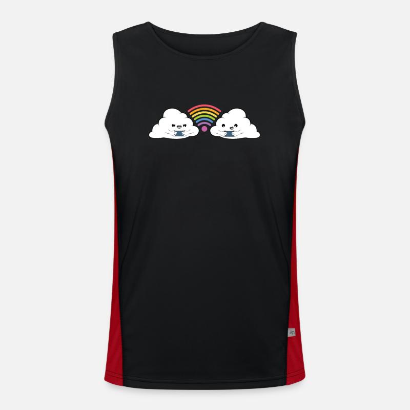 Wolke Wlan Regenbogenfarben Funktionelles Kontrast-Tank Top für Männer 
