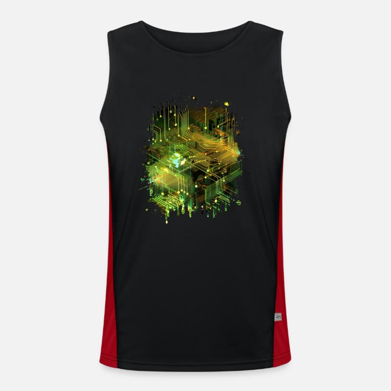 Abstrakte Kunst: Digitaler Datenstrom Mainboard Funktionelles Kontrast-Tank Top für Männer 