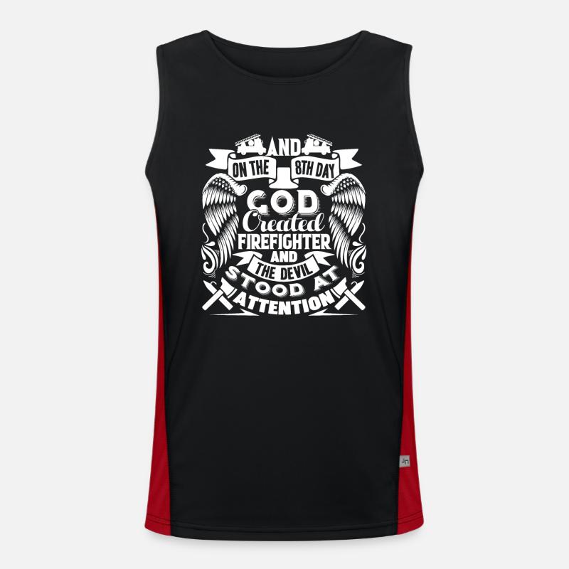 Firefighter God Created Firefighter - Men's Functional Contrast Tank Top - black/red