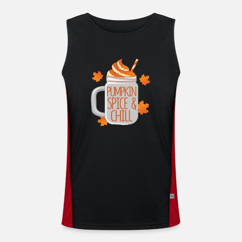 Pumpkin Spice And Chill Cute Fall Latte Mug Coffee Funktionelles Kontrast-Tank Top für Männer 