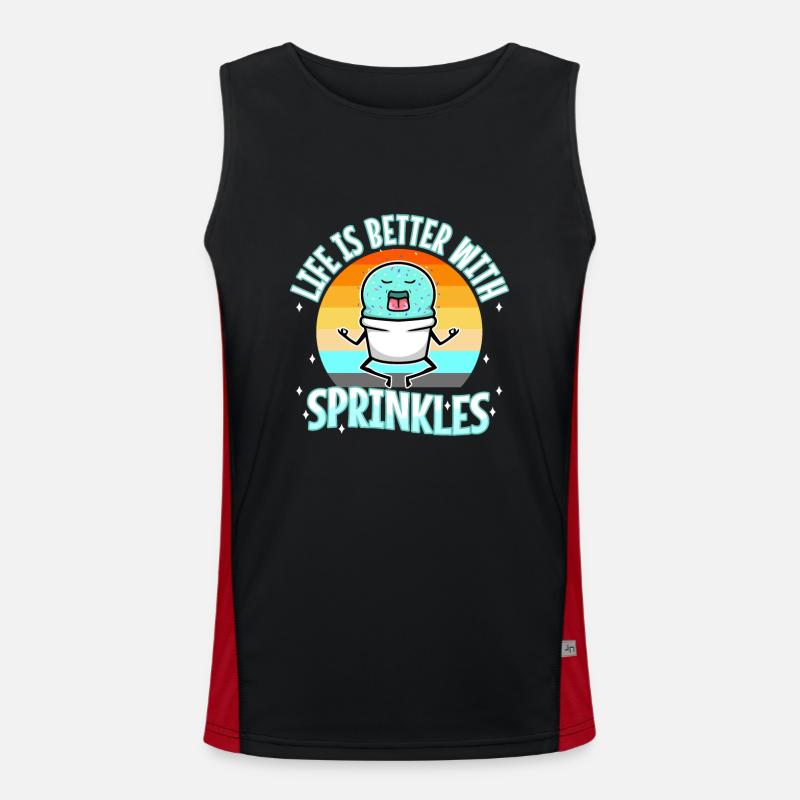 Life Is Better With Sprinkles Funktionelles Kontrast-Tank Top für Männer 