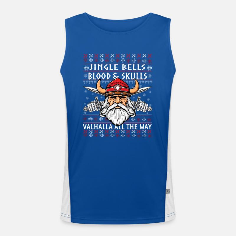 Lustige Jingle Bells Wikinger Weihnachten Hässlicher Pullover Funktionelles Kontrast-Tank Top für Männer 