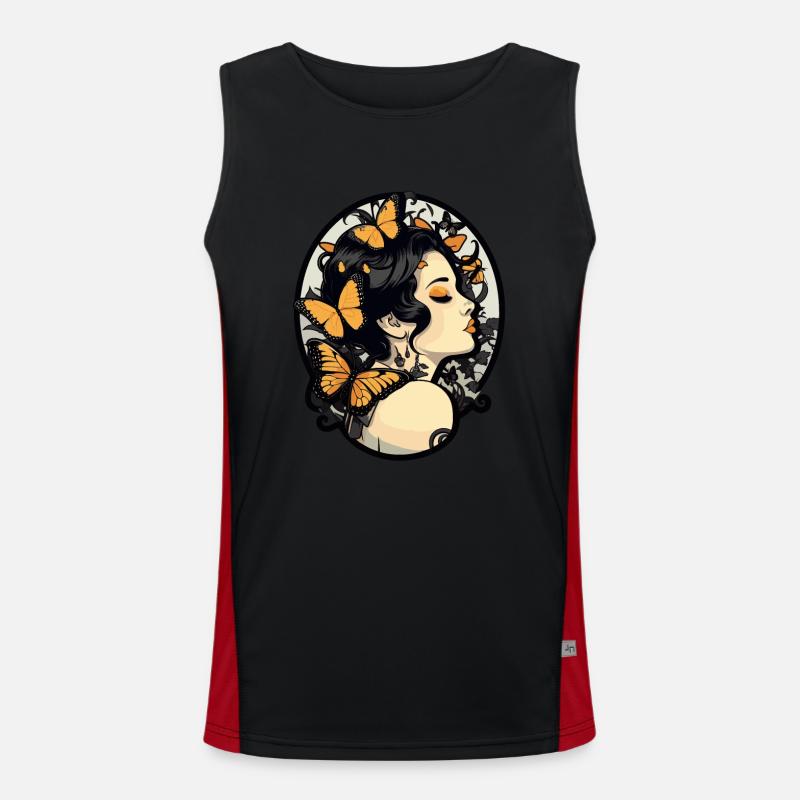 Gothic Mädchen mit Schmetterlingen: Goth Ästhetik Funktionelles Kontrast-Tank Top für Männer 
