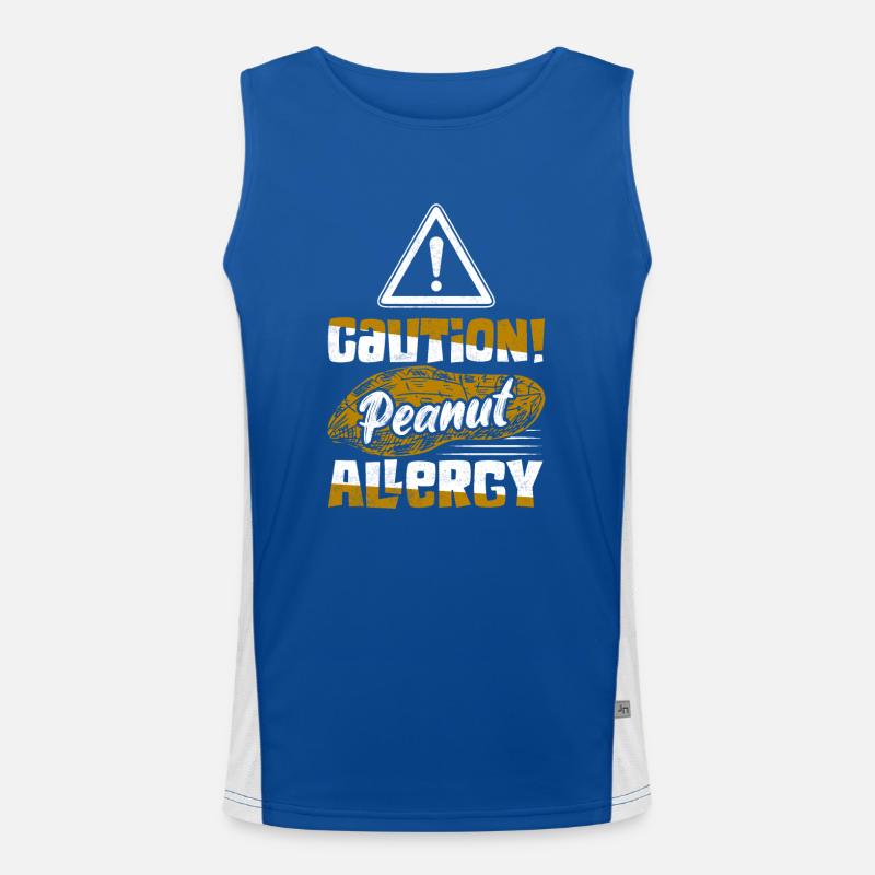 Caution! Peanut Allergy Nut Allergic Awareness Men's Functional Contrast Tank Top 