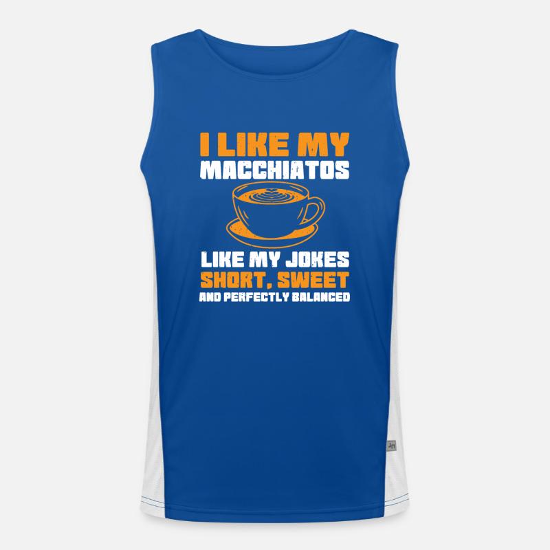 Italienischer Macchiato Spruch Funktionelles Kontrast-Tank Top für Männer 