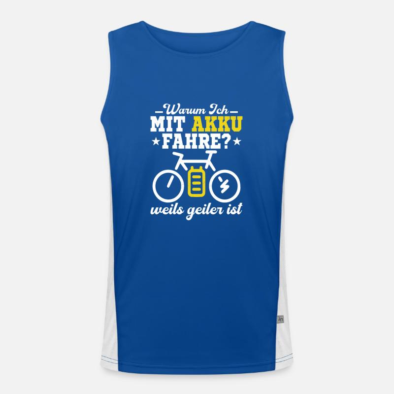 Why do I drive with a battery? Because it's more awesome is EBike Men's Functional Contrast Tank Top 