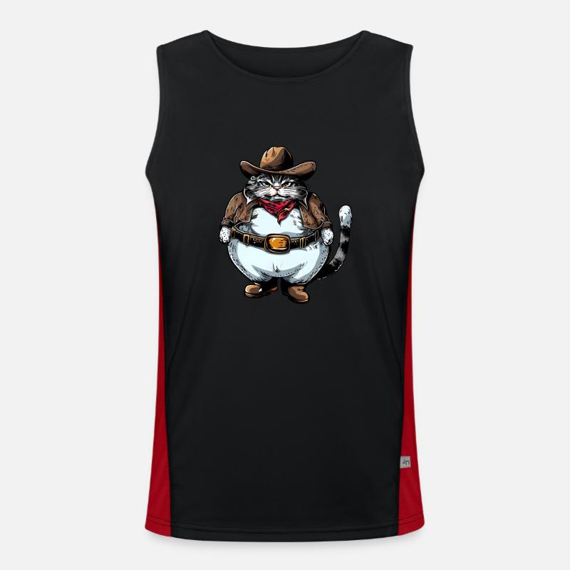Fat Cowboy Cat Men's Functional Contrast Tank Top 