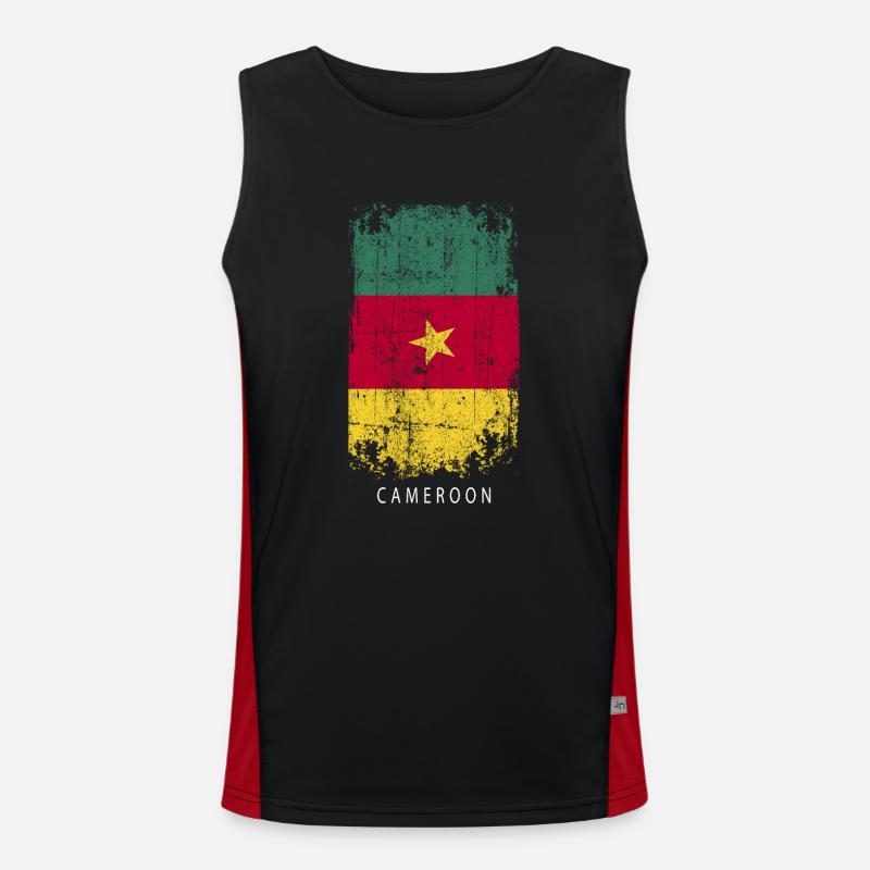 Souvenir avec le drapeau du Cameroun Débardeur respirant contrasté Homme 