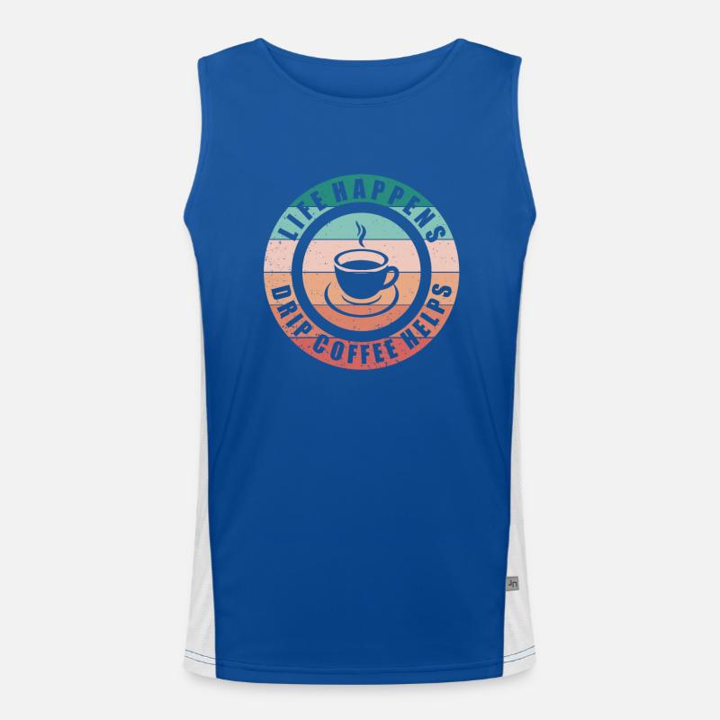 Life Happens Filterkaffee Hilft Funktionelles Kontrast-Tank Top für Männer 