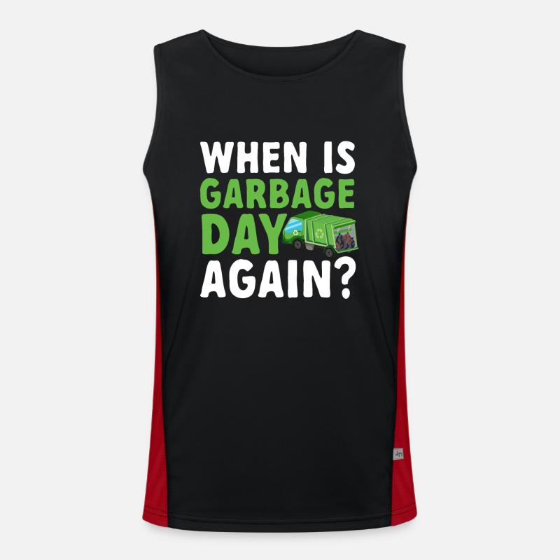 Garbage trucks, garbage day, garbage collection Men's Functional Contrast Tank Top 