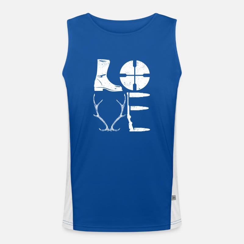 Liebe Jagd Geweih Hirsch Gewehr Stiefel Loving Funktionelles Kontrast-Tank Top für Männer 