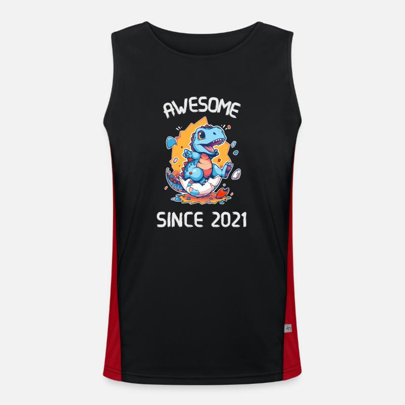 Kinder Dinos Geburtstagsparty | Awesome Seit 2021 Funktionelles Kontrast-Tank Top für Männer 