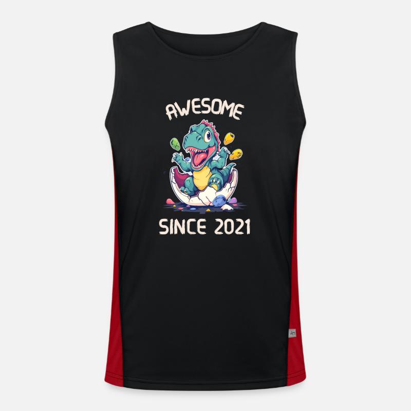 Kinder Dinos Geburtstagsparty | Awesome Seit 2021 Funktionelles Kontrast-Tank Top für Männer 