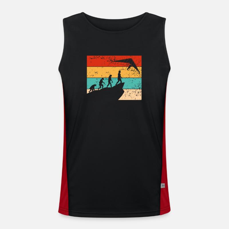 Retro kite flight evolution - Men's Functional Contrast Tank Top  - black/red