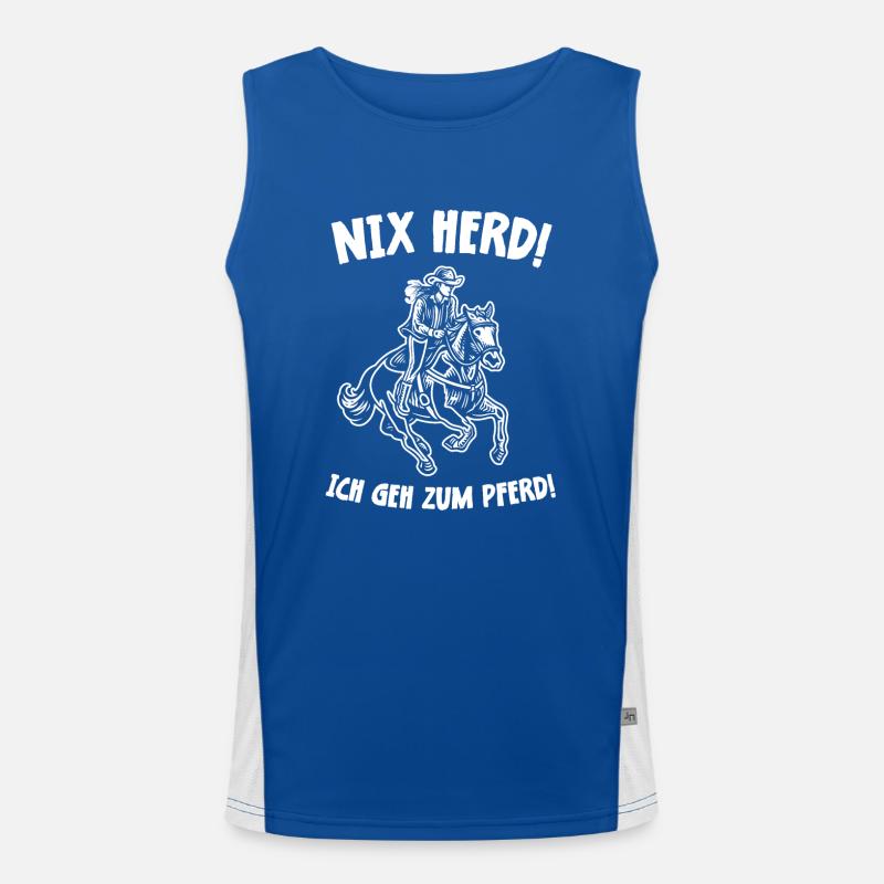 Nix Herd! Ich geh zum Pferd! Pferdespruch Geschenk Funktionelles Kontrast-Tank Top für Männer 