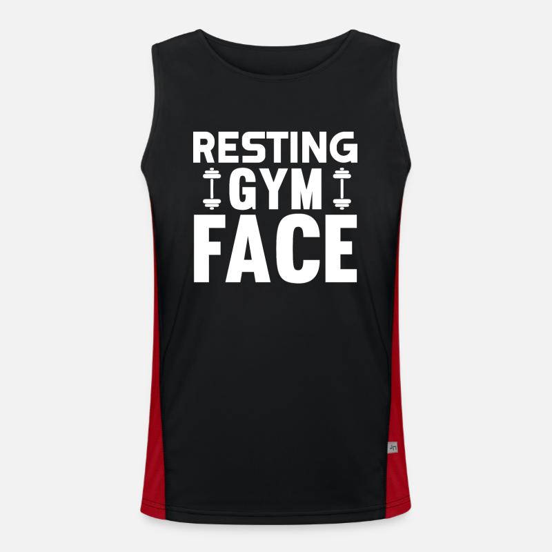 Resting Gym Face 2 - - Men's Functional Contrast Tank Top  - black/red