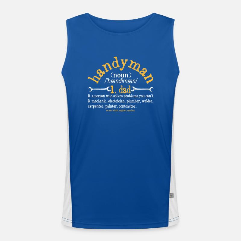 Handyman Definition Description Funny Dad Men's Functional Contrast Tank Top 
