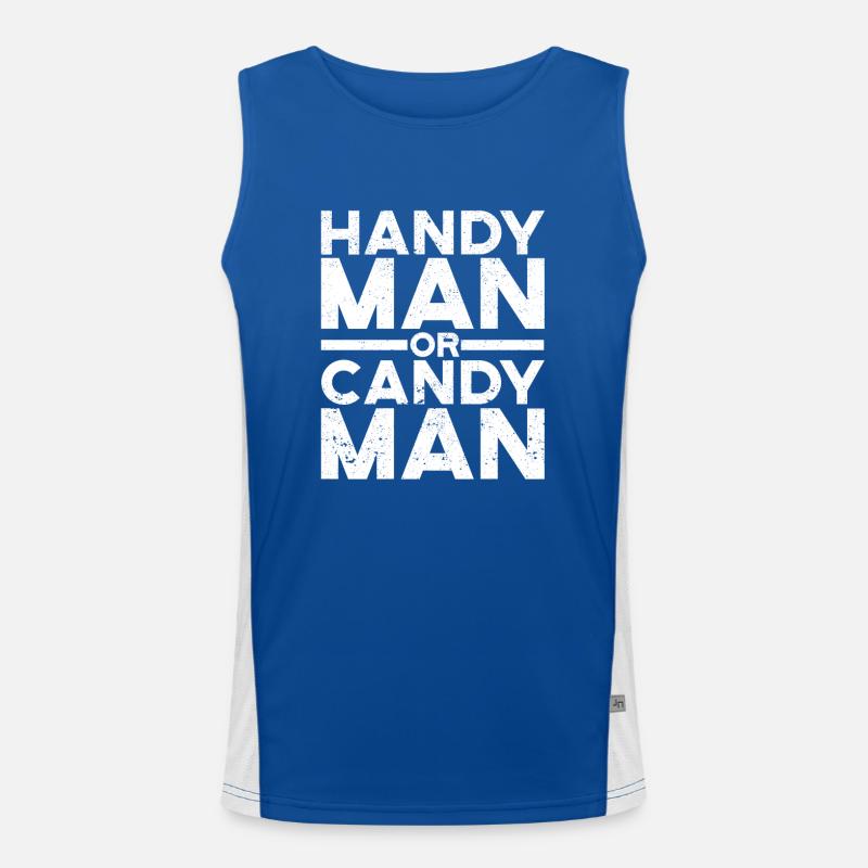 Handyman oder Candyman Lustiger Mechaniker Funktionelles Kontrast-Tank Top für Männer 