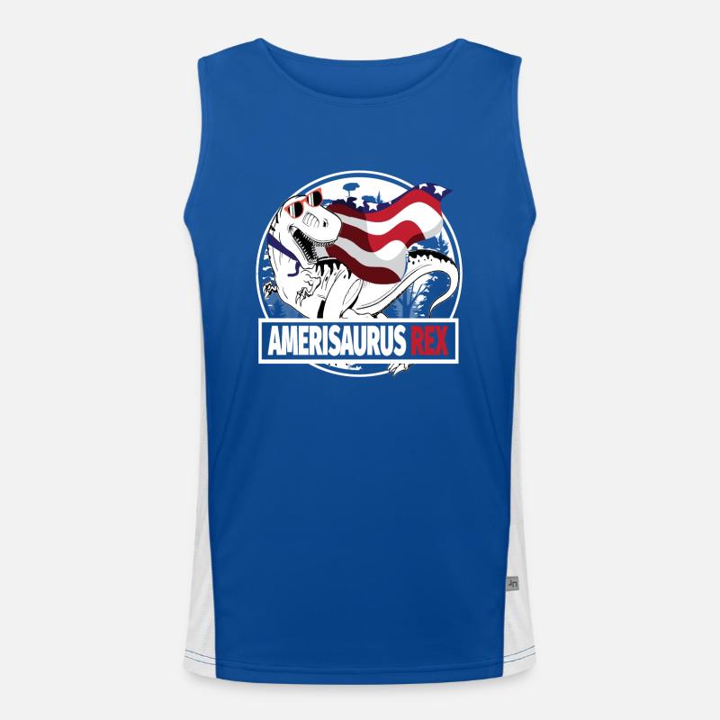 July 4th Amerisaurus Rex Design Men's Functional Contrast Tank Top 