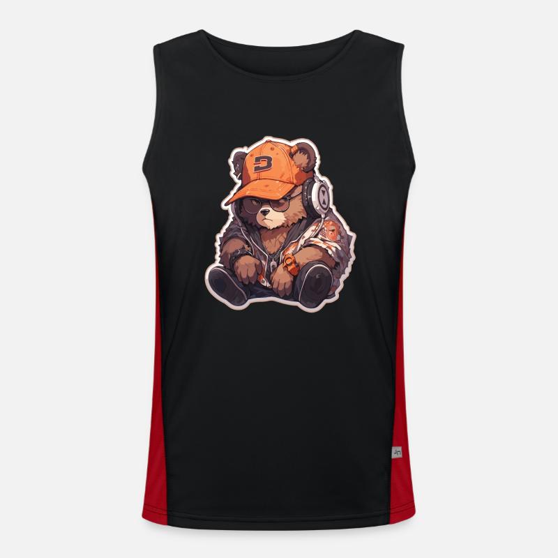 Bear Bears Hipster Bear Bears Brown Bear Men's Functional Contrast Tank Top 