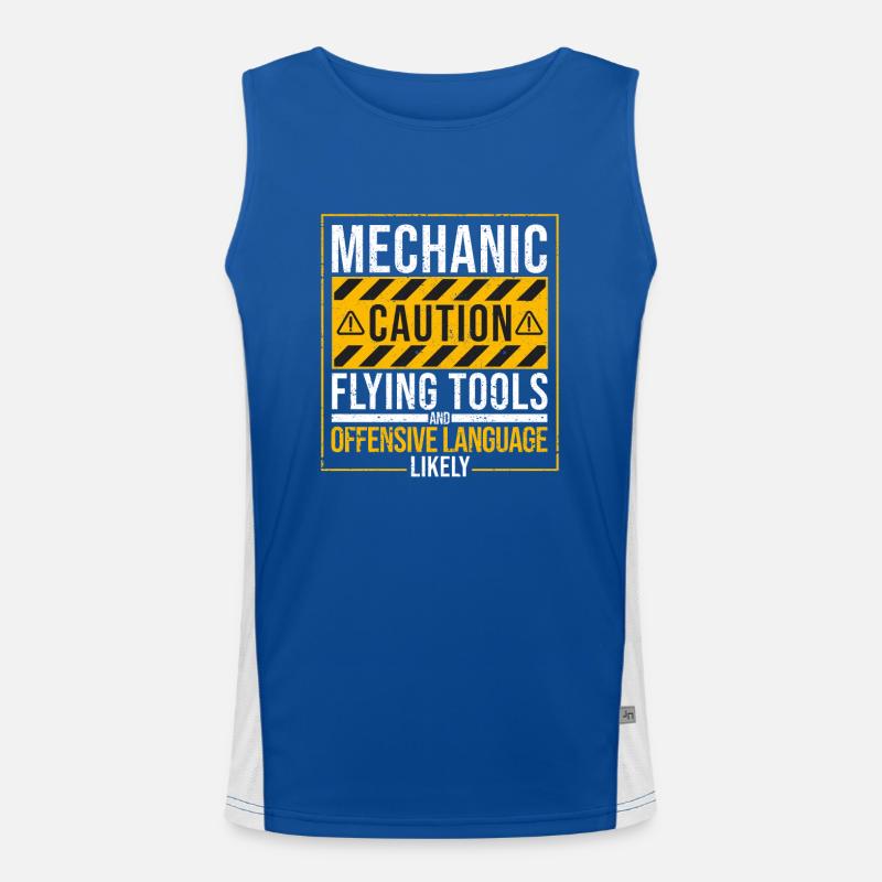 Mechanic Warning Flying Tools Offensive Men's Functional Contrast Tank Top 
