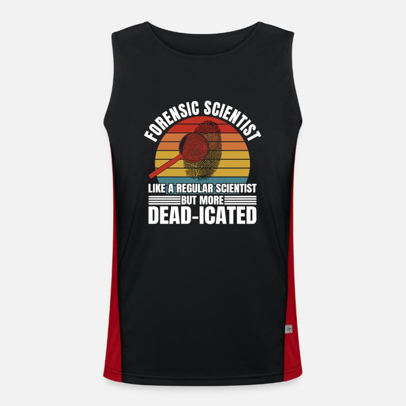Forensic Scientist More Dead-icated Crime Lab Gift Funktionelles Kontrast-Tank Top für Männer 