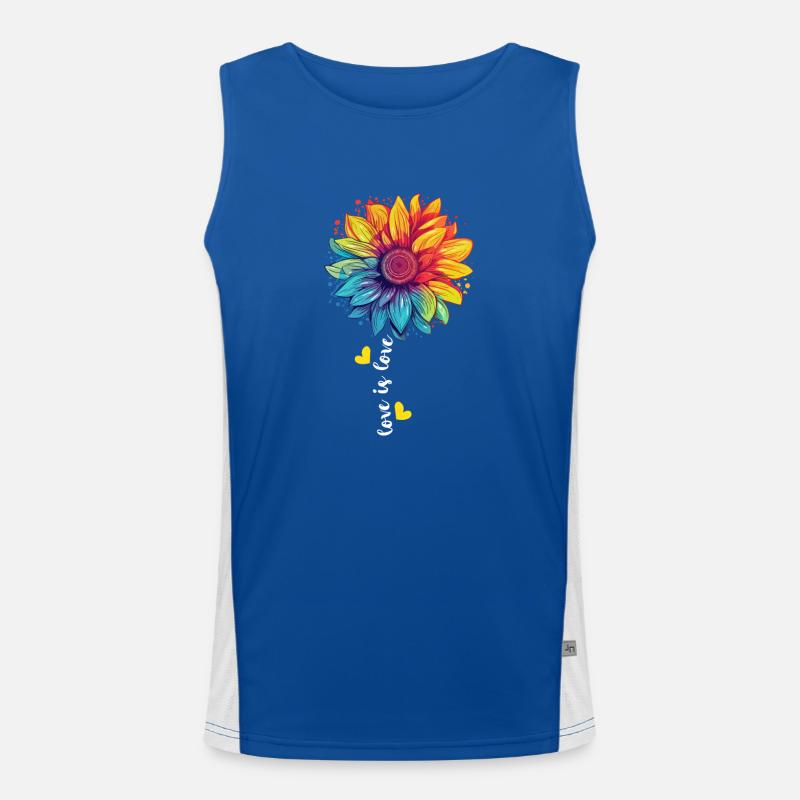 Rainbow Sunflower LGBT Community Pride Transgender Men's Functional Contrast Tank Top 