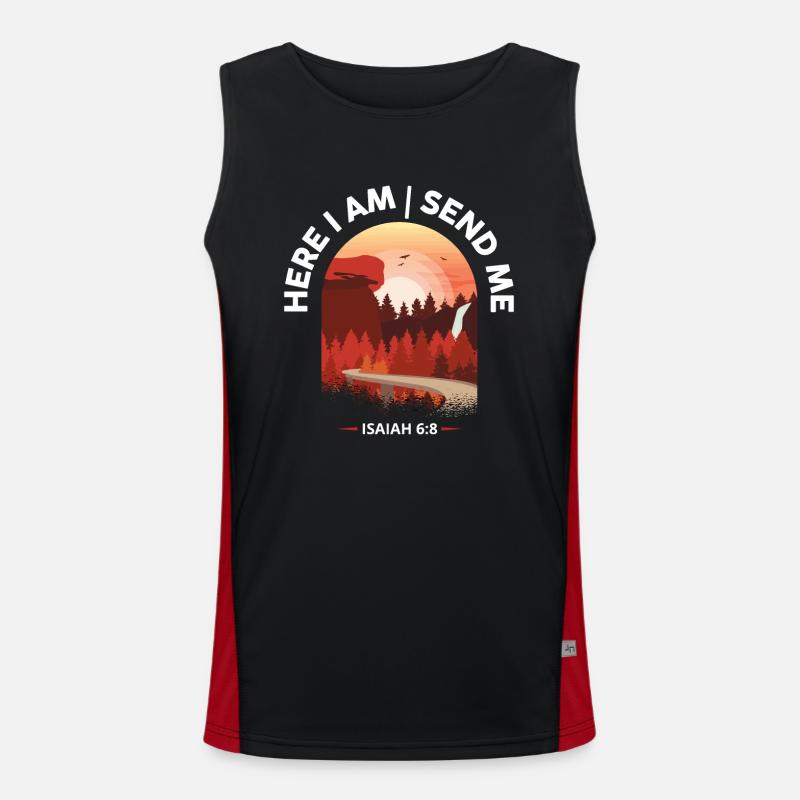 Hier bin ich Schick mir Bibelverse Funktionelles Kontrast-Tank Top für Männer 