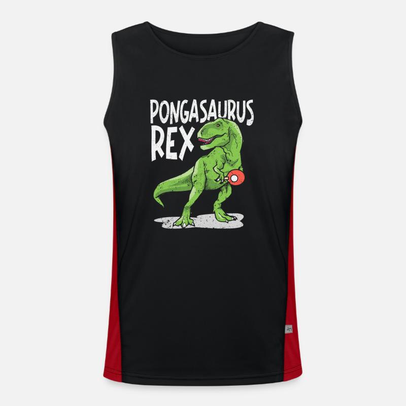 Pongasaurus Rex Ping Pong Master Funny Table Men's Functional Contrast Tank Top 