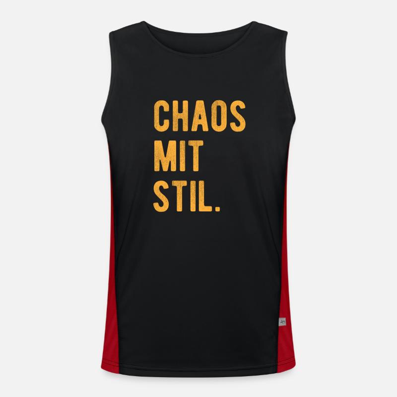Chaos Mit Stil Lustiger Spruch Funktionelles Kontrast-Tank Top für Männer 