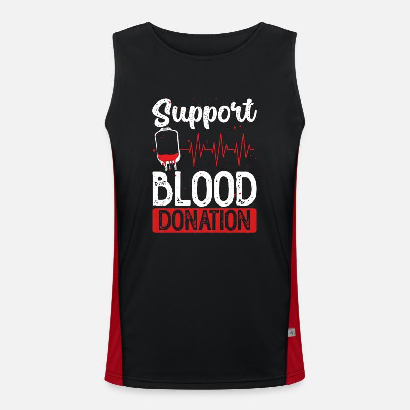 Support blood donation - Men's Functional Contrast Tank Top - black/red
