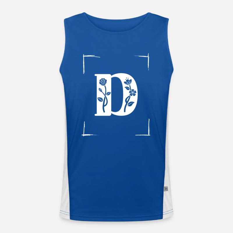 letter D initial Men's Functional Contrast Tank Top 
