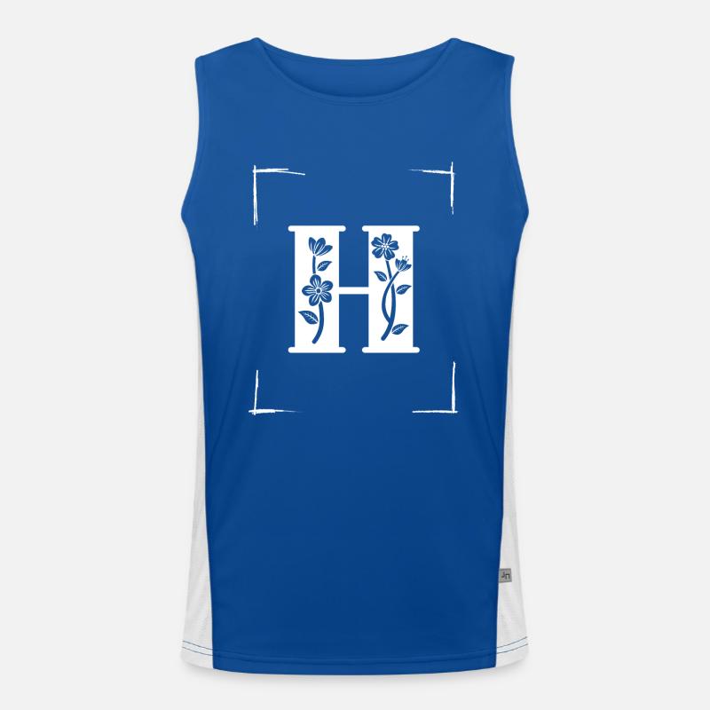 letter H initial Men's Functional Contrast Tank Top 