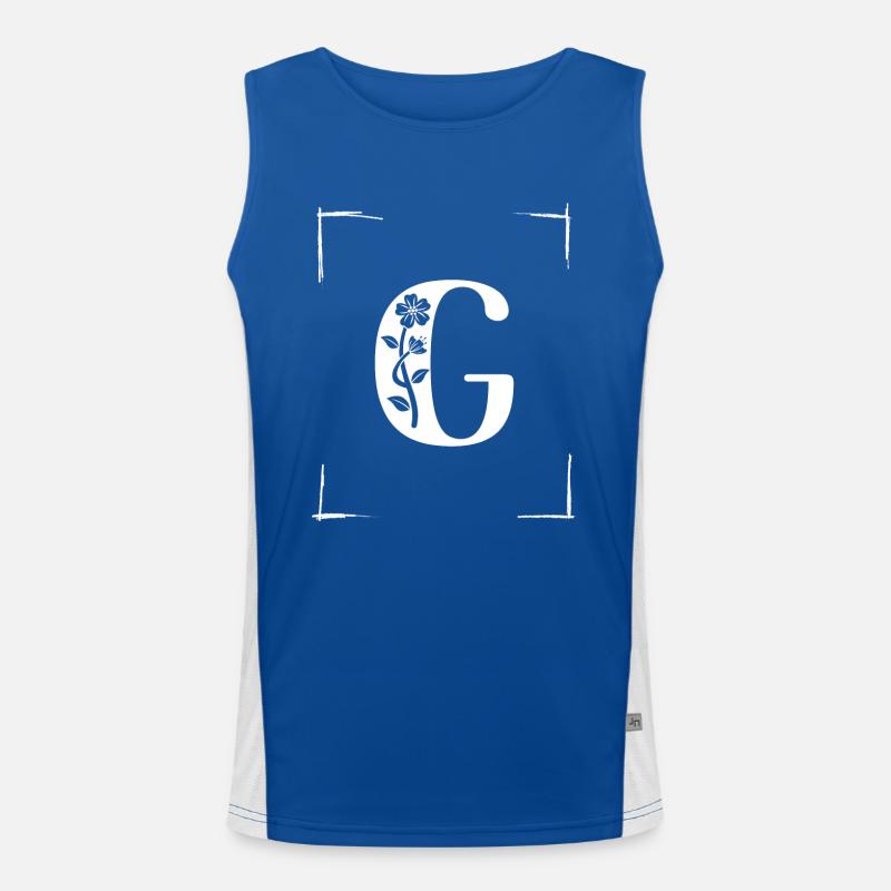 letter G initial Men's Functional Contrast Tank Top 