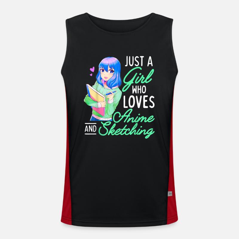 Anime und Skizzieren Nur ein Mädchen, das Anime liebt Funktionelles Kontrast-Tank Top für Männer 