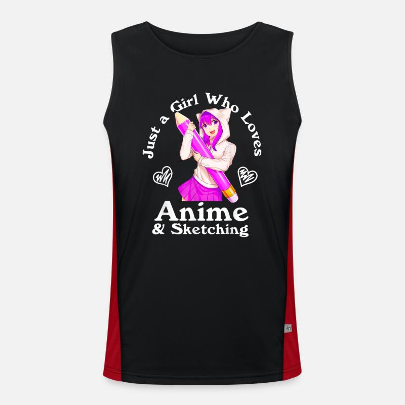 Anime und Skizzieren Nur ein Mädchen, das Anime liebt Funktionelles Kontrast-Tank Top für Männer 