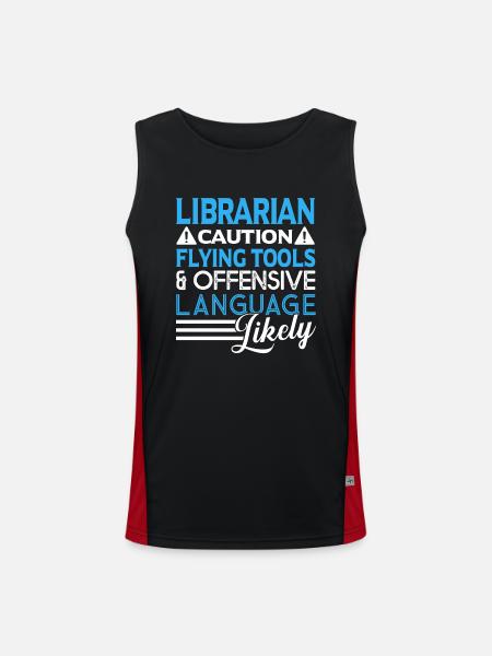 Librarian Caution Flying Tools - Men's Functional Contrast Tank Top - black/red