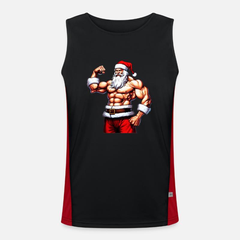 Eiserner Weihnachtsmann: Weihnachts-Bodybuilder mit Weihnachtsmann wiegen Funktionelles Kontrast-Tank Top für Männer 