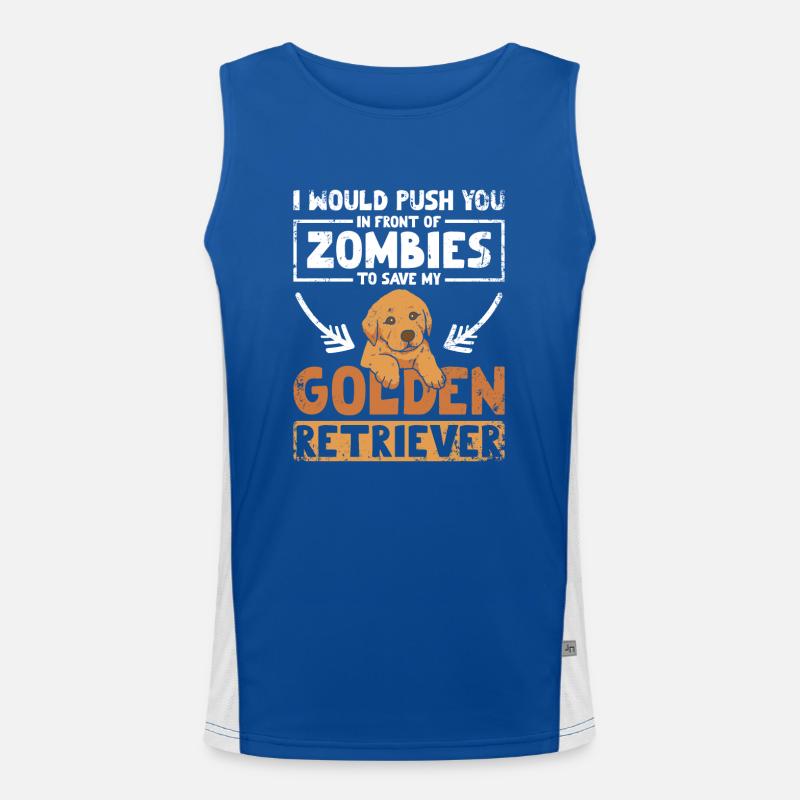 Vous pousser devant les zombies golden retriever Débardeur respirant contrasté Homme 