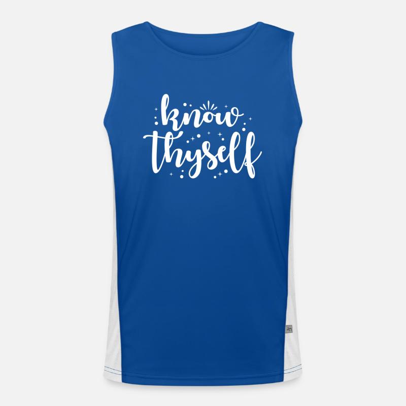 Achtsamkeit Spruch Erkenne Dich Selbst Funktionelles Kontrast-Tank Top für Männer 