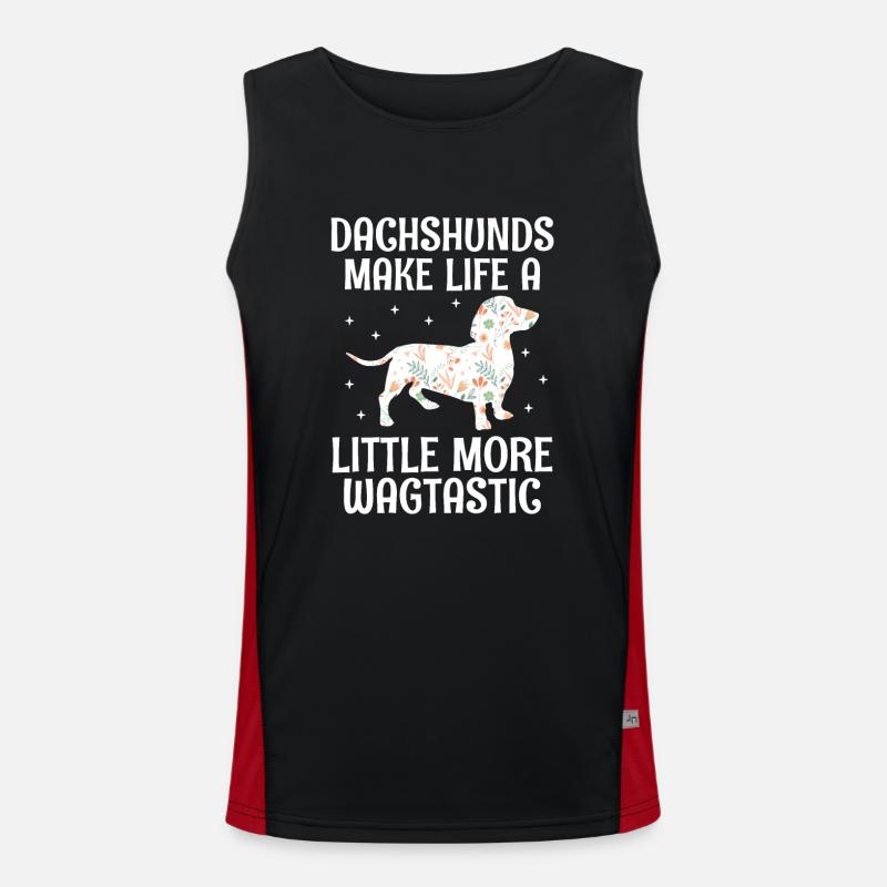 Dackel machen das Leben ein bisschen wagtastischer Hund L Funktionelles Kontrast-Tank Top für Männer 