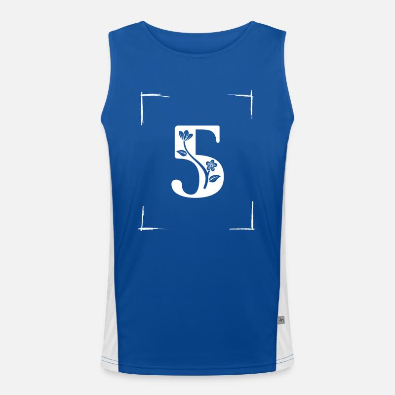 number 5 initial Men's Functional Contrast Tank Top 
