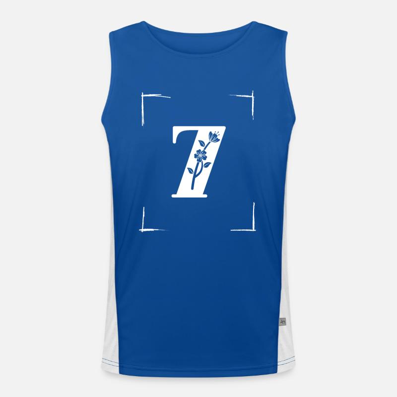 number 7 initial Men's Functional Contrast Tank Top 