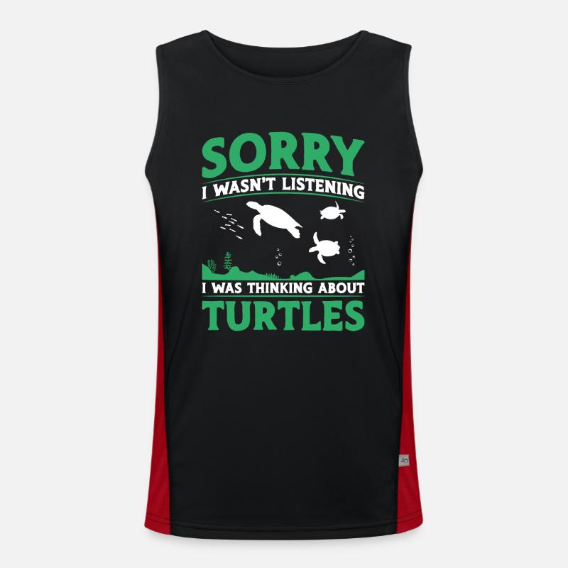 Sea Turtle Tortoise Sorry I Wasn't Men's Functional Contrast Tank Top 