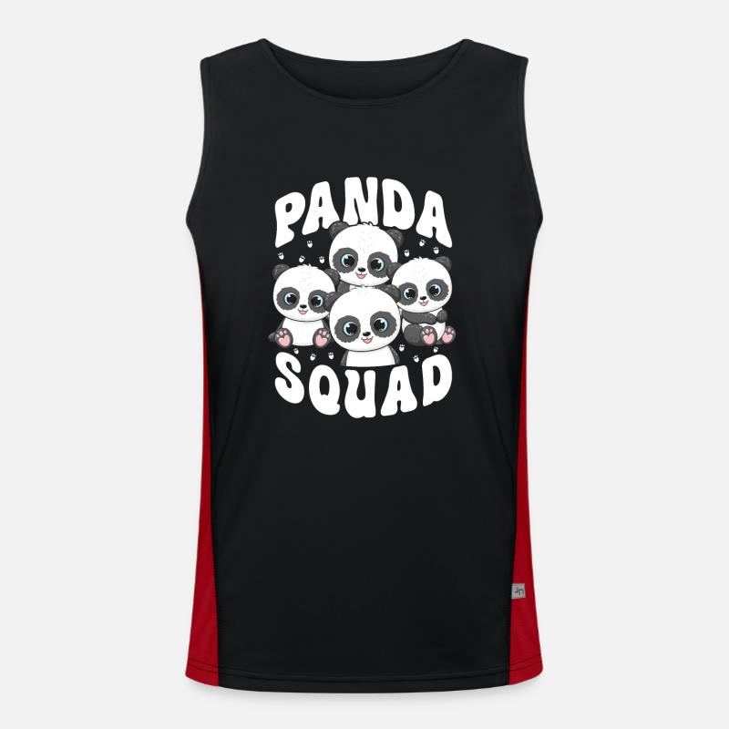 Panda Squad - Men's Functional Contrast Tank Top  - black/red